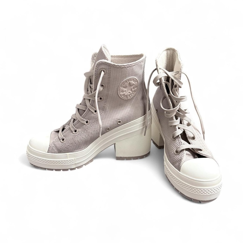 Converse Womens 9 Chuck 70 De Luxe Heel Taupe Grey Chunky Streetwear Boots